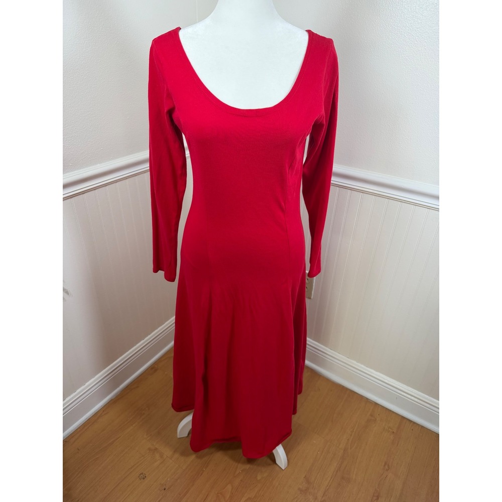 Esprit Vintage Red Maxi Dress 90s Y2K Casual Scoop Neck A Line Women Size S